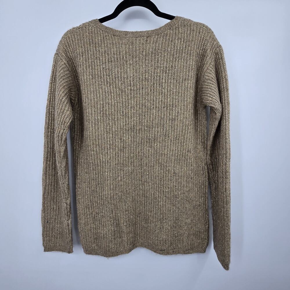Banana Republic Gold Metallic Alpaca Wool Sweater Womens MED Holiday Minimalist - Picture 9 of 10